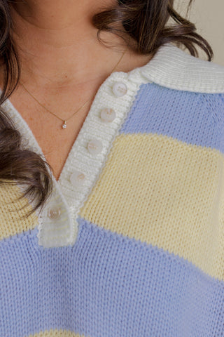 Coastal Crush Knit Sweater - Light Blue