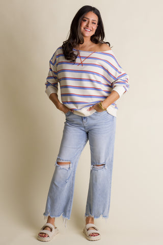 Coastal Club Stripe Oversized Pullover