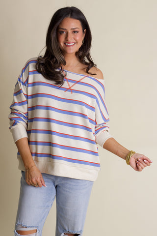 Coastal Club Stripe Oversized Pullover