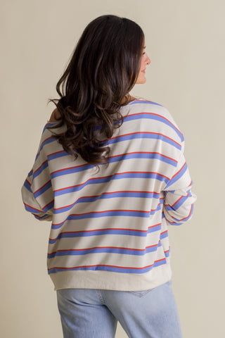 Coastal Club Stripe Oversized Pullover
