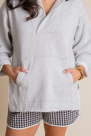 Cozy Hooded Pullover - Grey