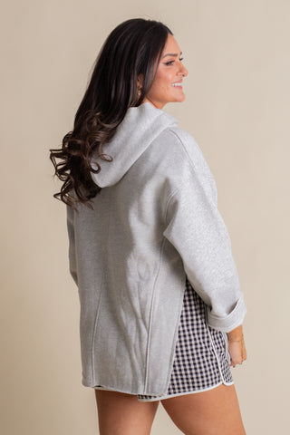 Cozy Hooded Pullover - Grey