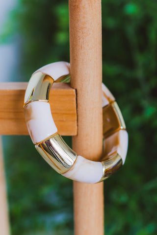 Just My Luck Stretch Bangle - White