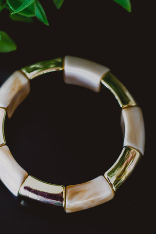 Just My Luck Stretch Bangle - White