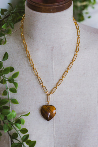 Tiger Eye Heart Necklace