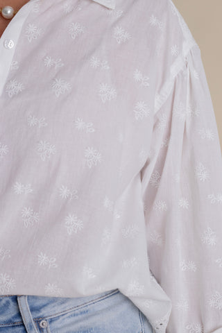Garden Glow Button Down Top - Off White