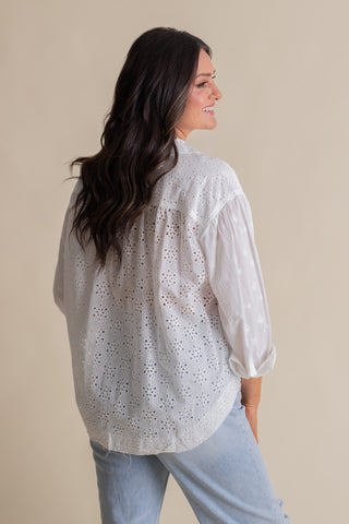 Garden Glow Button Down Top - Off White