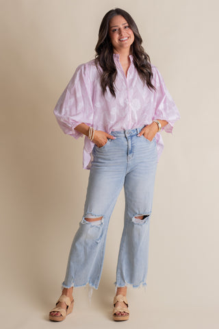 Coastal Calm Button Down Top - Pink