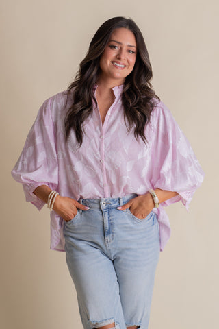 Coastal Calm Button Down Top - Pink