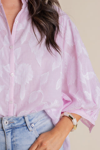 Coastal Calm Button Down Top - Pink