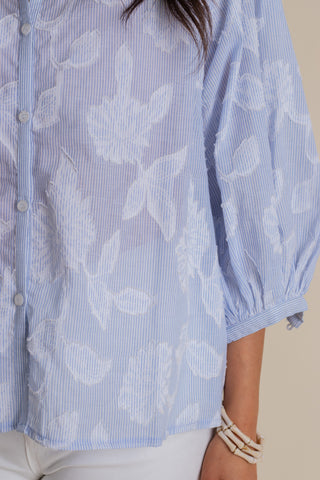 Coastal Calm Button Down Top - Blue