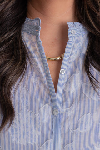 Coastal Calm Button Down Top - Blue
