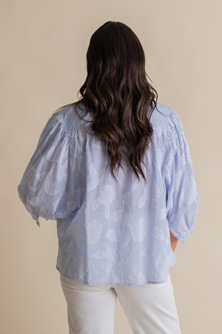 Coastal Calm Button Down Top - Blue