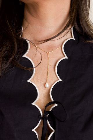 Coastal Scalloped Front Tie Top