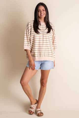 Latte All Day Striped Knit Top