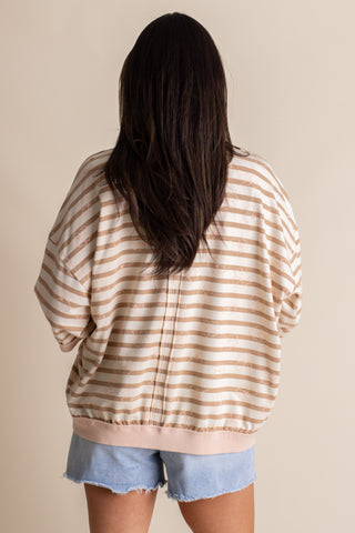 Latte All Day Striped Knit Top