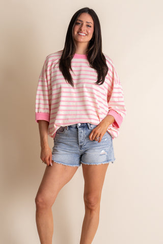 Latte All Day Striped Knit Top