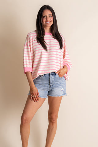 Latte All Day Striped Knit Top