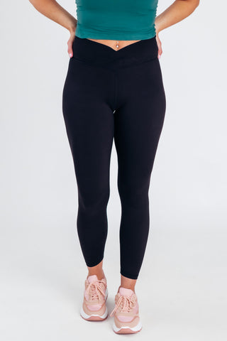 Feel So Good V Waist Leggings- Black Only - CURVY